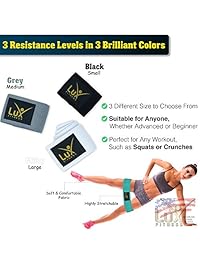 Lux Fitness - Juego de 3 bandas elásticas gruesas de resistencia para entrenamiento de cadera, para glúteos, piernas y muslos