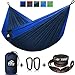 Double Camping Hammock - 10.5 x 6.5 FT (9ft Tree Straps, 2 Carabiners) - 2 Person, Portable, Lightweight Parachute Nylon 210T Hammocks - for Backpacking, Travel, Hiking, Patio (Double)