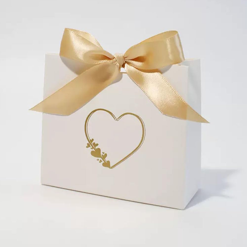 Photo 1 of 20Pcs Small Gift Paper Bags Valentine's Day Wedding Birthday Candy Box Thank You Favor Bag 4x4.5x1.8Inches with Bow Ribbon Easter EID Party Girls Celebrations Present Wrap Supply