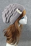 Clearance! E-Papaya New Women's Lace button decor thick Warm knit Beanie Hat Cap