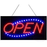 LED Neon Open Sign for Business: Electric Lighted Store Signs with Flashing Mode (19 x 10 inches, Model 2)