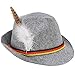 Skeleteen German Oktoberfest Alpine Fedora - Bavarian Swiss Traditional Trachten Felt Costume Hat with Feather for Kids and Adults Grey