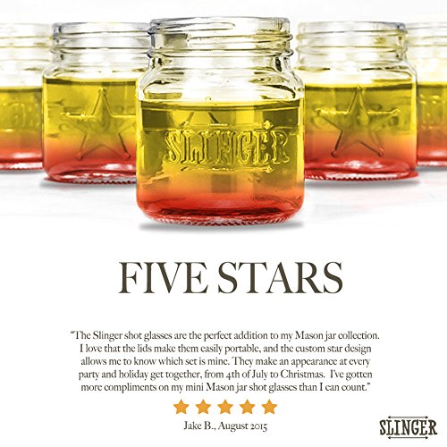THE SLINGER Shot Glasses Set - Mini Mason Jars with Lids (5 Pack)? Home & Kitchen, Kitchen & Dining, Cookware, Canning