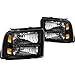 Auto Dynasty LED Running Light Headlights Assembly Compatible with Ford F250 F350 F450 F550 Super Duty 2005 2006 2007, Driver and Passenger Side, Black Housing Clear Lens