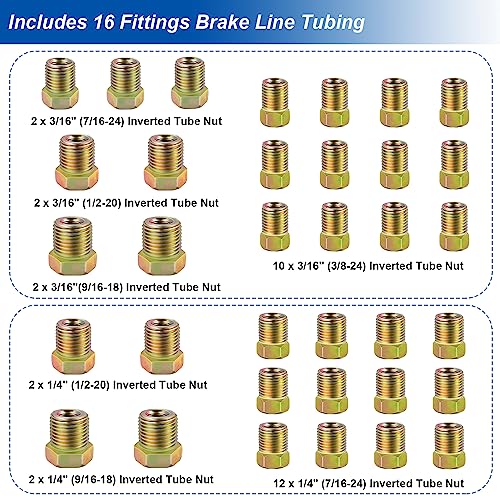Brake Line Tubing Kit With Fittings 25ft 3/16 Copper-Nickel Brake Line ...