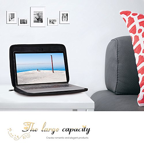 WWW 12-13 Inch Water Resistant Laptop Sleeve Case for Surface Pro 2017/Pro 4 3, MacBook Pro 13, iPad Pro Protective Sleeve for 11" 12" Lenovo Dell Toshiba HP ASUS Acer Chromebook Laptop, Black - Thumbnail 6
