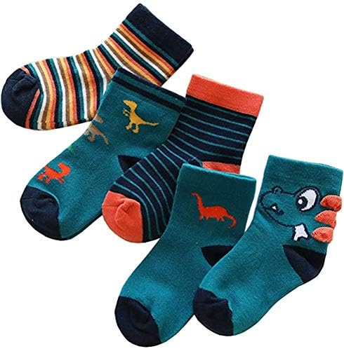 キッズ 大決算セール 靴下 子供 5足セット 恐竜 ボーダー 可愛い ソックス くつした 綿 通気防臭 男の子 女の子