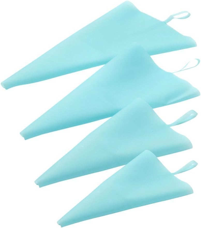 Naranqa 4 Sizes Silicone Pastry Bag, Reusable Icing Piping Bag Frosting Bag Baking Cake Decorating Bag-Blue color 1x4 sizes(10”+12"+14"+16")