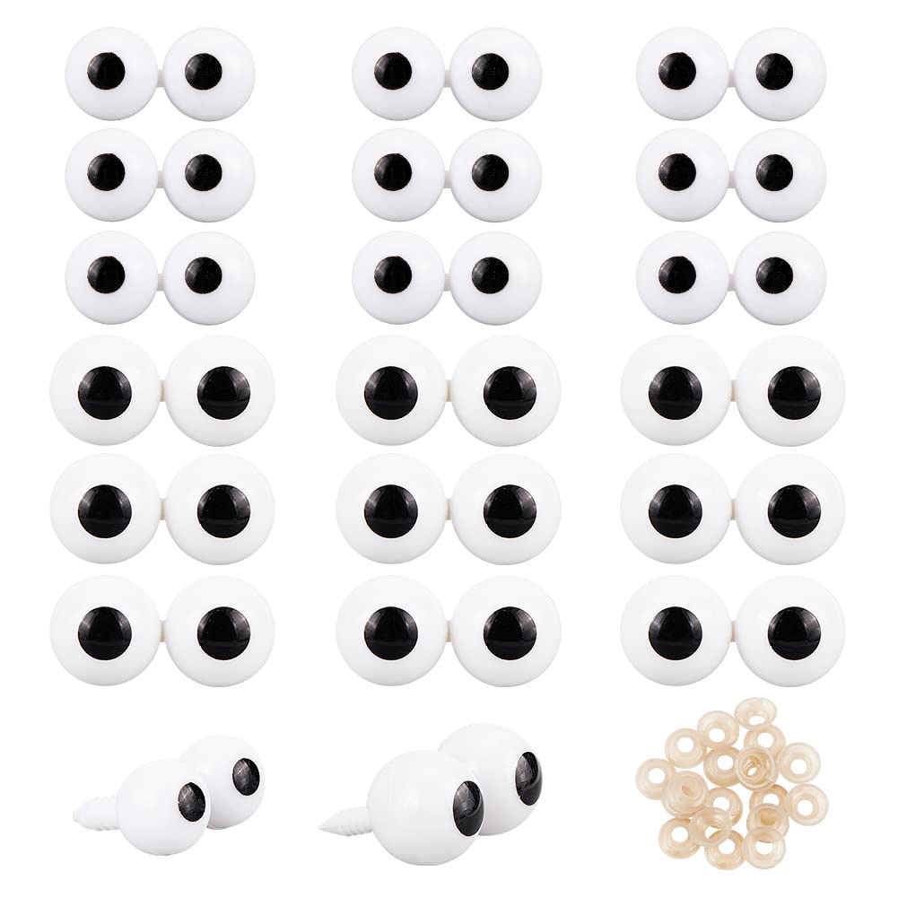 arricraft 20 Pcs White Resin Eyes Craft Plastic Eyes Resin Filled Crochet Eyes Craft Stuffed Animal Eyes for Adult Making DIY Puppet Bear Crochet Stuffed Animal Craft Decorations