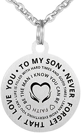 Inspirational TO MY SON Necklace NEVER FORGET THAT I LOVE YOU Dog Tag Necklace