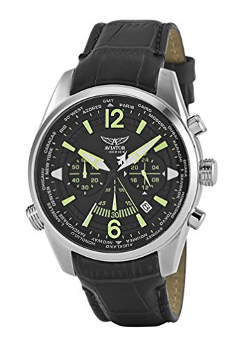 Aviators Watch by Aviator F-Series Mens Military Pilot Quartz Luminous Waterproof Chronograph AVW2120G317