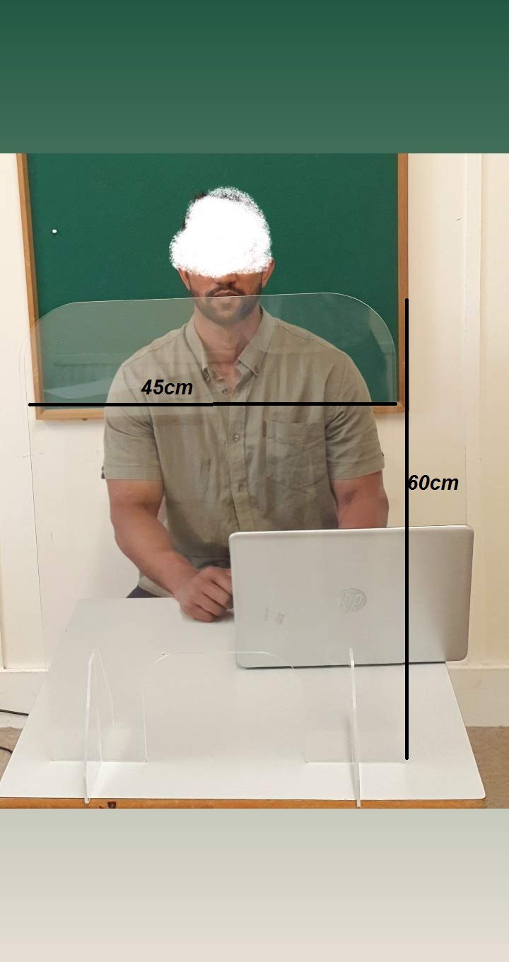 Sneeze Guard Shield 450mm*600mm, Reception Screen Isolation Baffle,Counters ProtectioAcrylic Barrier Partitionn Screen with Transfer Hatch, Antispray Desk Divider,