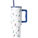 Simple Modern 40 oz Trek Tumbler with Handle and Straw Lid | Cup Holder Friendly Insulated Stainless Steel Travel Mug | Downhill Skiing