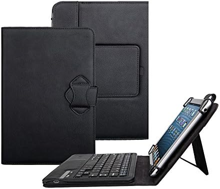 Tsmine HP ElitePad 1000 G2 10.1 Tablet Bluetooth Keyboard Case - Universal 2-in-1 Detachable Wireless keyboard [QWERTY] w/ Folio Leather Case Stand Cover [NOT include Tablet], Black
