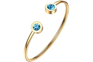 PROSTEEL Stainless Steel Birthstone Bracelet Jan - Dec Birthday,Jewelry for Women,fit Wrist from 5.5''-7.6'' in Circumference, Come with Box