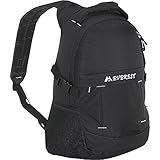 Everest Sporty Backpack with Side Mesh Pocket, Black, One Size