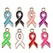 JETEHO 60 pcs Assorted Enamel Ribbon Awareness Charms Beads Dangle Pendant Accessories