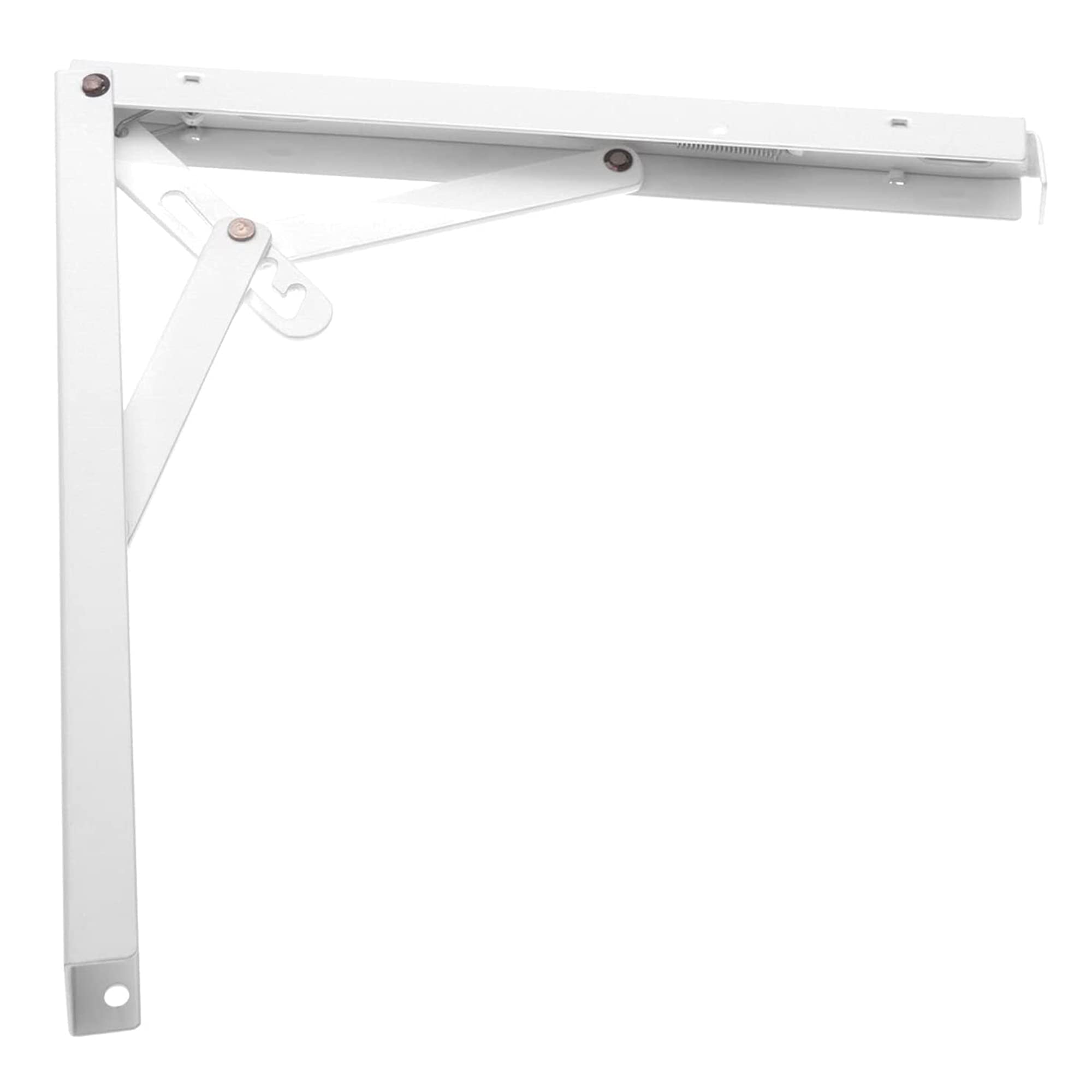 Amig Folding Bracket for Wall Shelves | Metal Shelf Support | Angle for Shelves | Steel, White | 200 mm | 50 kg Max Weight