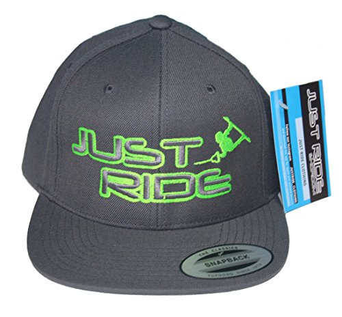 JUST RIDE Wakeboard Hat Flat Bill Snapback (Grey/Lime)