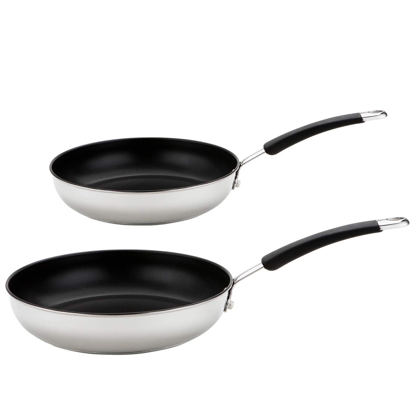 Meyer Non Stick Frying Pan Set of 2 - Stainless Steel Frying Pans Set 20 & 28cm, Induction Suitable, Dishwasher Safe, Soft Grip Heat Resistant Handles — image 1