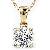 Lab Grown Diamond Necklace For Women | 1/4 - 2 Carat | Premium GH Color VS - SI Clarity Diamonds Certified by Gemologists | 14K Solid White & Yellow Gold Pendant | 16 -18 Inch Adjustable Gold Chain