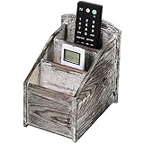 Supla 3 Slot Rustic Torched Wood Remote Control Caddy Media Organizer Desktop Organizer Remote Control Holder Pen Pencil Sundries Holder Storage Rack Supply Storage Rack for Office Living Room