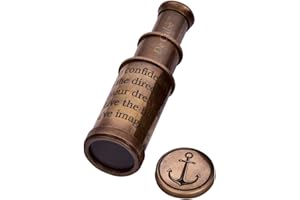 DE CUBE Vintage Marine Handheld Brass Telescope Nautical Captain Spyglass with Free Leather Case and Engraved Art and Quote Go Confidently in Direction of Your Dreams (Pre-Engraved)