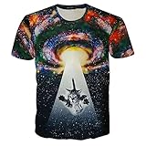 Rxbc2011 Men's Short Sleeve Top 3D Printed Alien Cat Invasion T Shirt