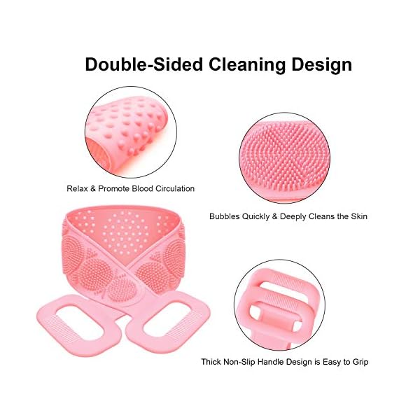 DEHUA 80CM Shower Brush Body Brush Exfoliating Silicone Body Scrubber Belt for Men and Women Body Cleaning,Spa Massage…