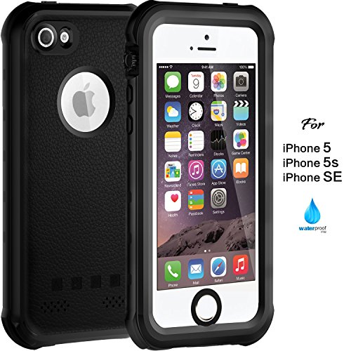 Waterproof Case for iPhone 5 5S SE, IP68 Case by ASAKUKI, Certified Phone Case with Full Body Protective Shockproof Scratch-Proof Dustproof Sensitive Screen Protector, Black