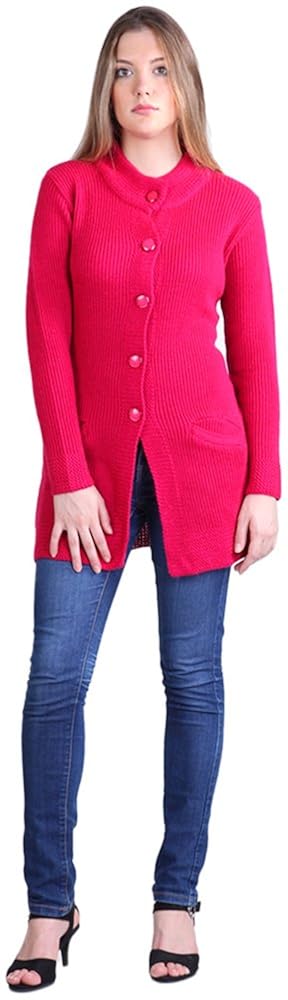 montrex acro wool winter long coat for women, girls (pink)