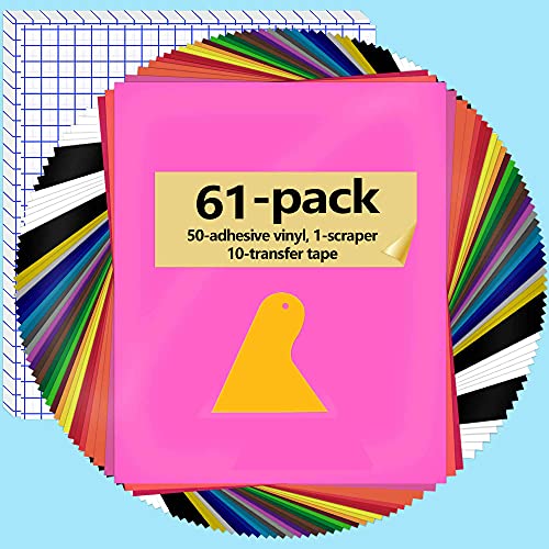 Permanent Adhesive Backed Vinyl Sheets, 50 Sheets 12" x 10" Assorted