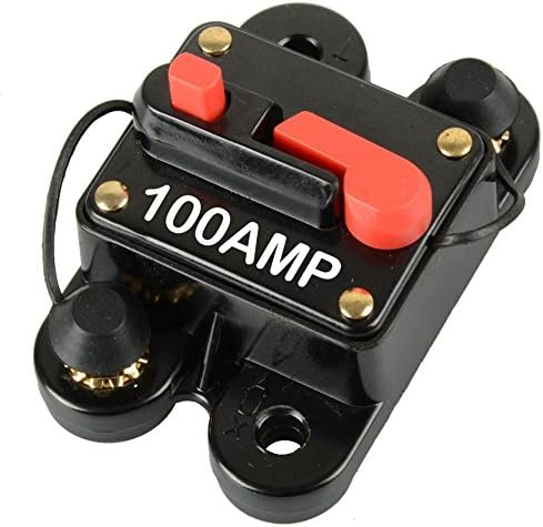 ULWAuto DC 12-24V 100A In-Line 4, 6 &amp; 8 Gauge Circuit Breaker Fuse for Auto Car Stereo/Audio Protection (100 AMP)