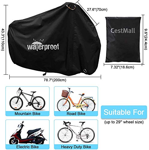 CestMall Fietshoes 210T Oxford-weefsel fietsgarage dekzeil waterdicht fietsbeschermhoes met zak anti-stof regen sneeuw… - Image 5