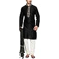 Sonisha MKP9005 Black and Ivory Men's Kurta Pyjama Indian Suit Bollywood Sherwani