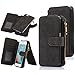 iPhone 6S Plus Case, CaseUp 12 Card Slot Series - [Zipper Cash Storage] Premium Flip PU Leather Wallet Case Cover With Detachable Magnetic Hard Case For iPhone 6S Plus/ 6 Plus (5.5 Inch), Black