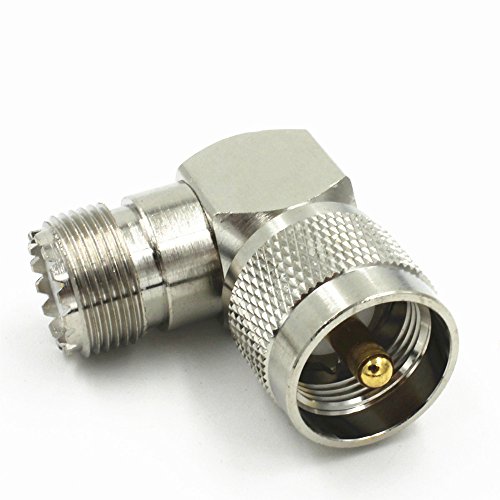 UHF PL-259 Male plug to UHF SO-239 Female right angle RF Connector Adapter Quick USA Shipping