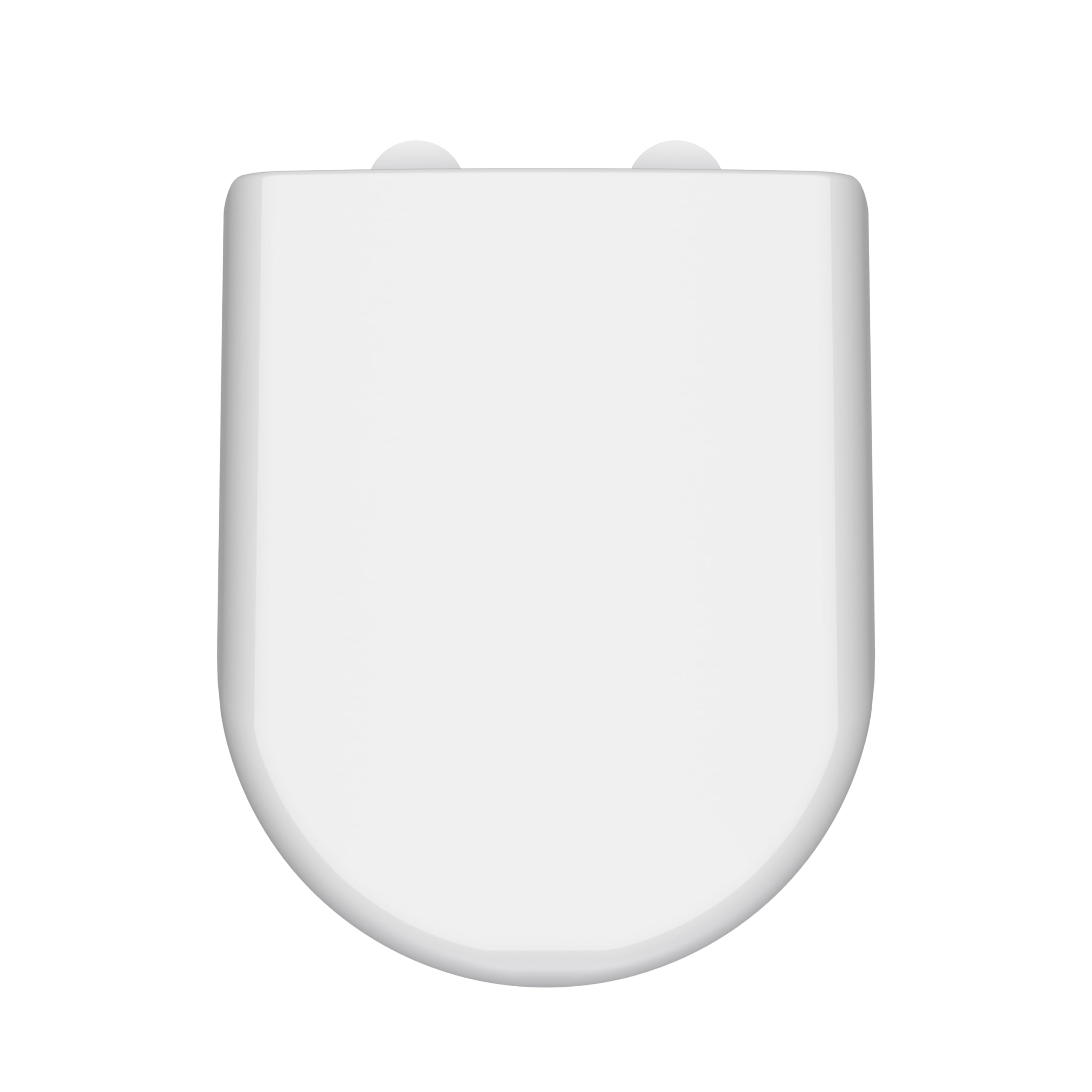 nuie NTS004W Modern Bathroom D Shaped Soft Close Toilet Seat with White Cover Caps, 364 x 70 x 446mm