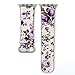YOSWAN Bracelet for Apple Watch, National Black White Floral Printed Leather Watch Band 38mm 42mm Strap for Apple Watch Flower Design Wrist Watch Bracelet (White+ Purple flower, 38mm)