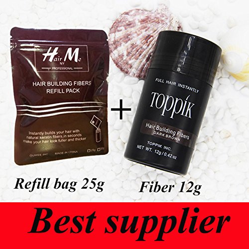 Private Label Hair Building Fibers 12g Refill Bag 25 Grams Black