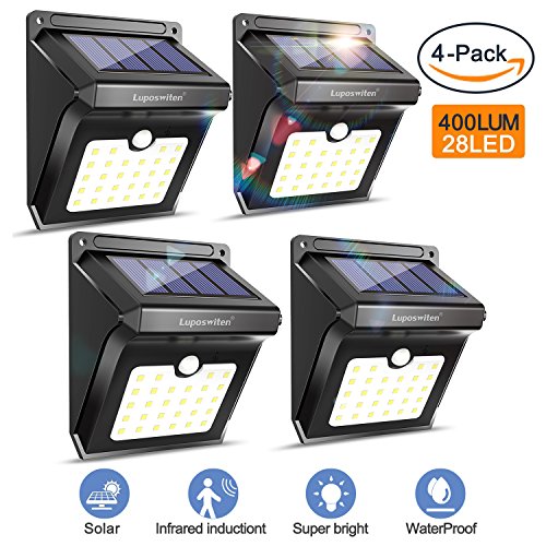 Luposwiten Solar Lights Outdoor Motion Sensor Wireless Waterproof Security Light, Solar Lights for Garden, Patio, Yard, Driveway, Garage, Porch, Pathway by [4PACK] (2)