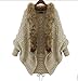 Leshery Womens Autumn Winter Warm Coat Fur Collar Bat Sleeve Cardigan Sweater Jackets (Fur Collar)
