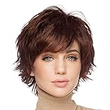 BLONDE UNICORN Short Hair Wigs for Women with Bangs Natural Human Hair Wig (Auburn)