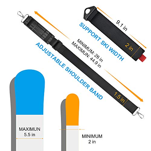 GREENEVER Ski Strap,Ski Carrier,Ski Straps and Pole Carrier,Ski Carrier Strap to Free Your Hands and Transport Your Ski Gear Everywhere You Go - Great for Families-Adults and Kids- Ski Carriers - Thumbnail 5