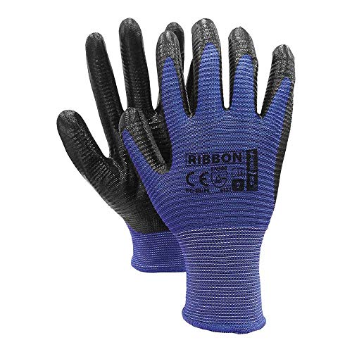 Reis Ribbon_Nb7 Lot de 12 gants de protection Bleu/noir Taille 7