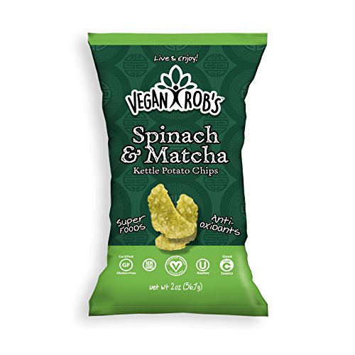 Vegan Rob's Potato Kettle Chips, Spinach & Matcha | Gluten-Free Snack, Plant Based, Vegan, Non GMO | 2 Ounce Snack Size Bags (24 Count)
