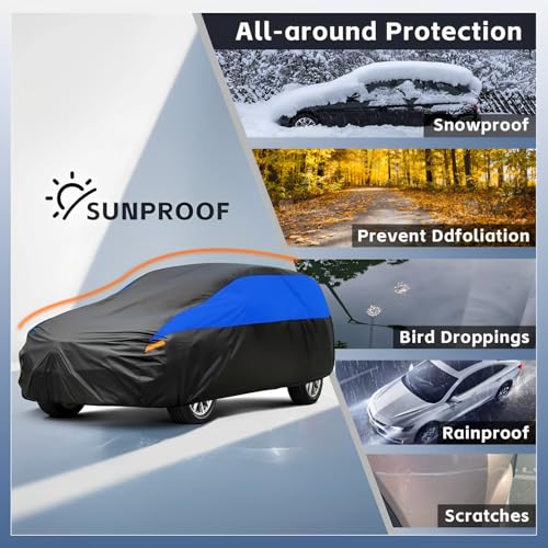 Gunhyi Outdoor SUV Car Cover, Waterproof and Breathable Car Cover Scratch Resistant Rain, Anti-Wind and Dustproof for BMW X3 Audi Q5 Benz Glc Volvo XC60 Stelvio Rav4 (460 to 485 cm) YL