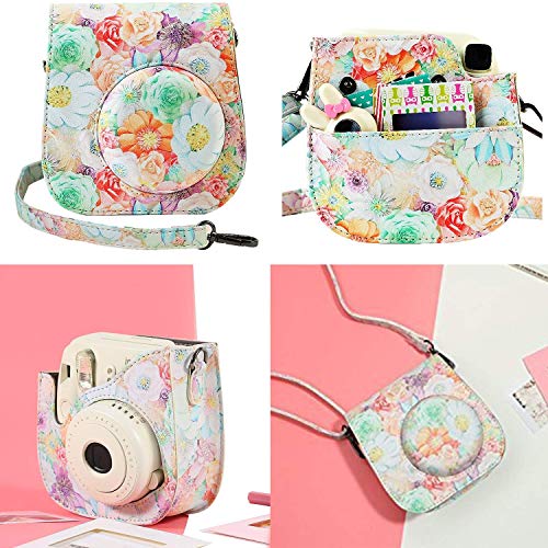Katia Instant Camera Accessories Bundle Compatible for Fujifilm Instax Mini 9 / Mini 8+ / Mini 8 Instant Film Camera. Includes Camera Case, Album, Frame, Stickers, Strap,etc - 3D Flower