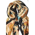 Z&HTrends Womens Genuine Silk Scarf (Small, Black/Earth Butterflies) Z&HTrends Womens Genuine Silk Scarf (Small, Black/Earth Butterflies)