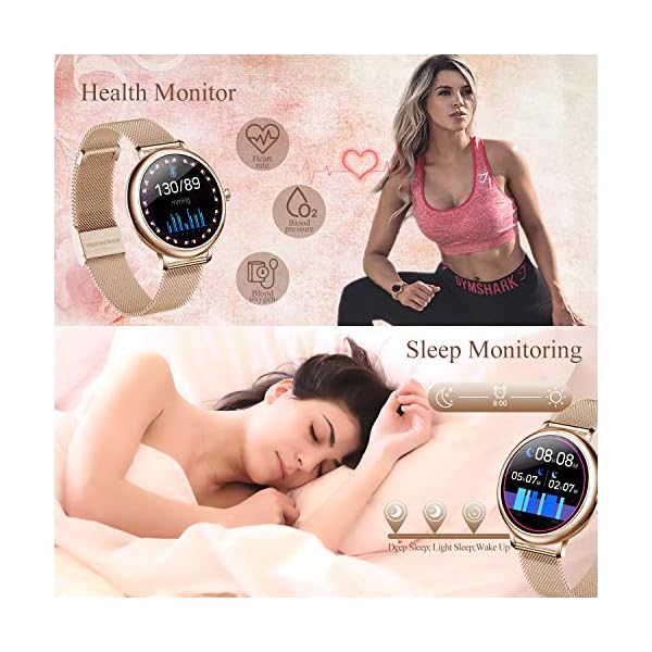 LIEBIG Smart Watch for Women, Full Touch Fitness Watch Tracker with Female Function Heart Rate Monitor Blood Pressure…